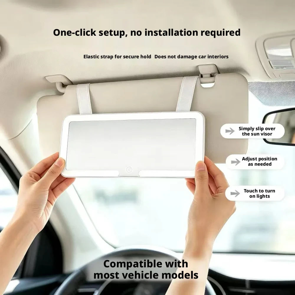 Portable Rechargeable LED Car Sun Visor Makeup Mirror