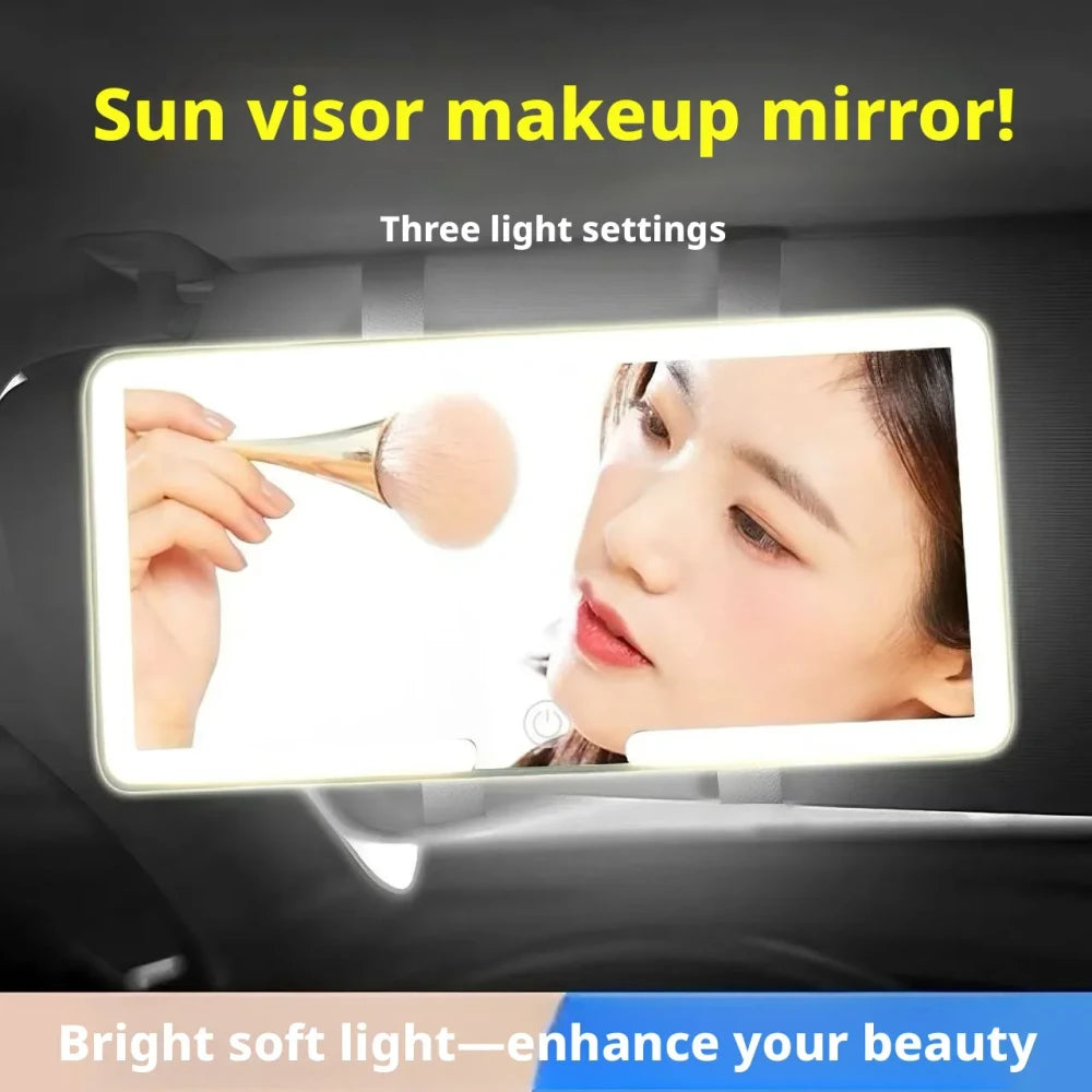 Portable Rechargeable LED Car Sun Visor Makeup Mirror