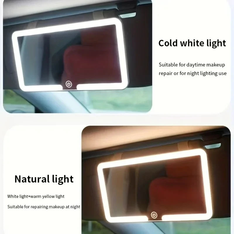 Portable Rechargeable LED Car Sun Visor Makeup Mirror