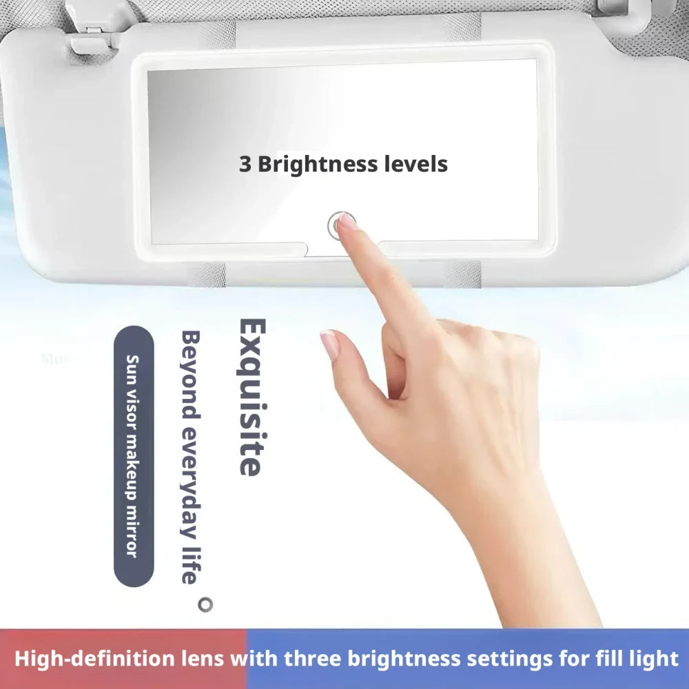 Portable Rechargeable LED Car Sun Visor Makeup Mirror