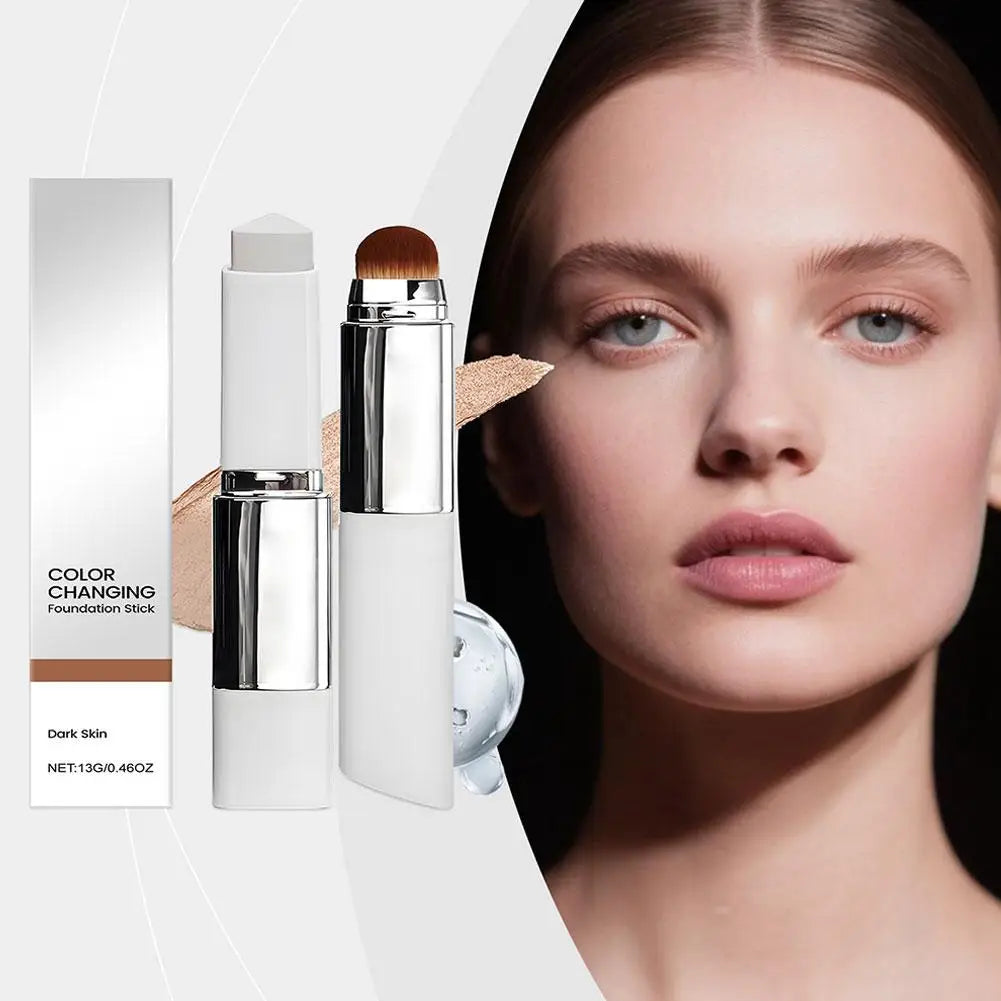 2-in-1 Color-Changing Foundation Stick with Blending Brush