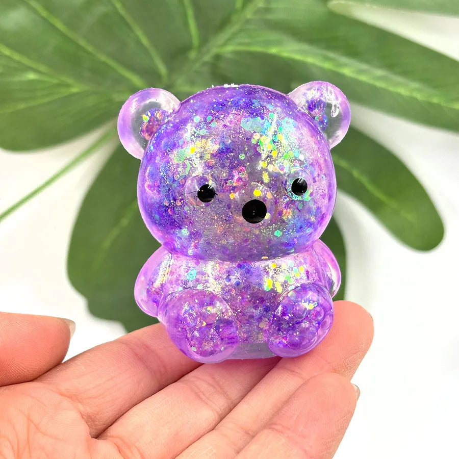 Pocket Glitter Bear Squishy – Stress Relief Fidget Toy