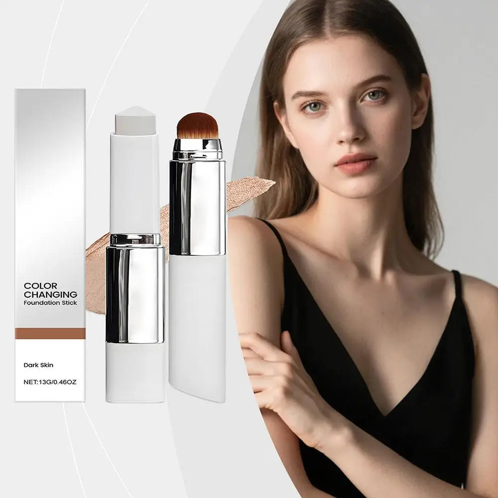 2-in-1 Color-Changing Foundation Stick with Blending Brush