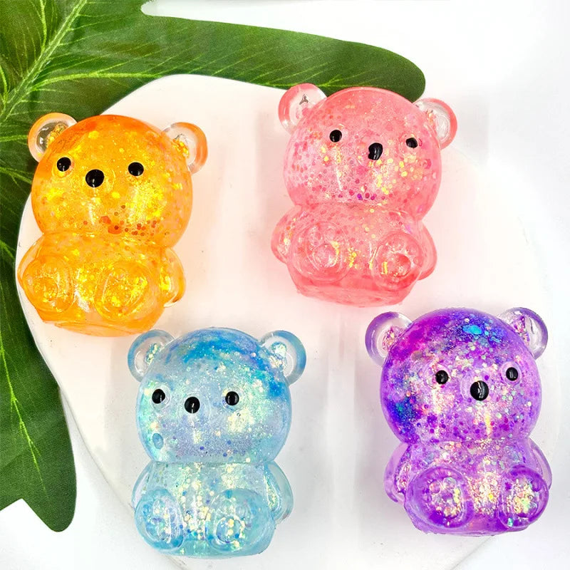 Pocket Glitter Bear Squishy – Stress Relief Fidget Toy