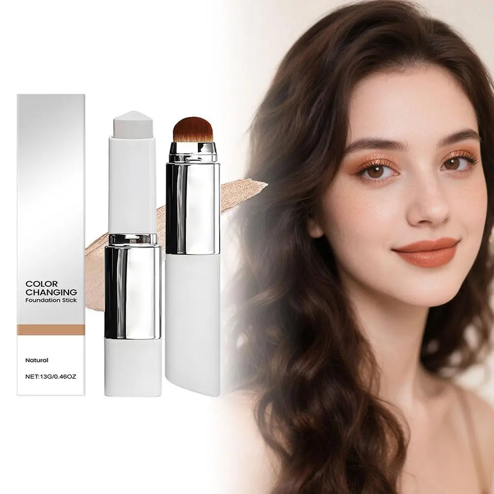 2-in-1 Color-Changing Foundation Stick with Blending Brush