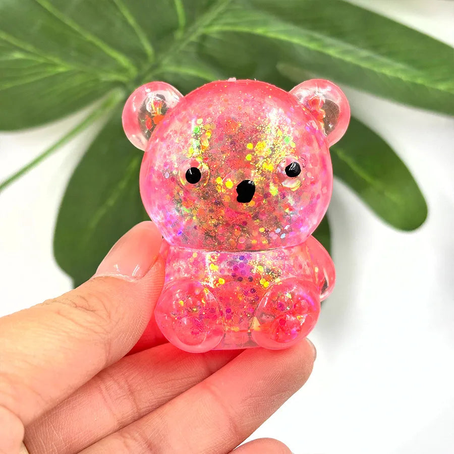 Pocket Glitter Bear Squishy – Stress Relief Fidget Toy