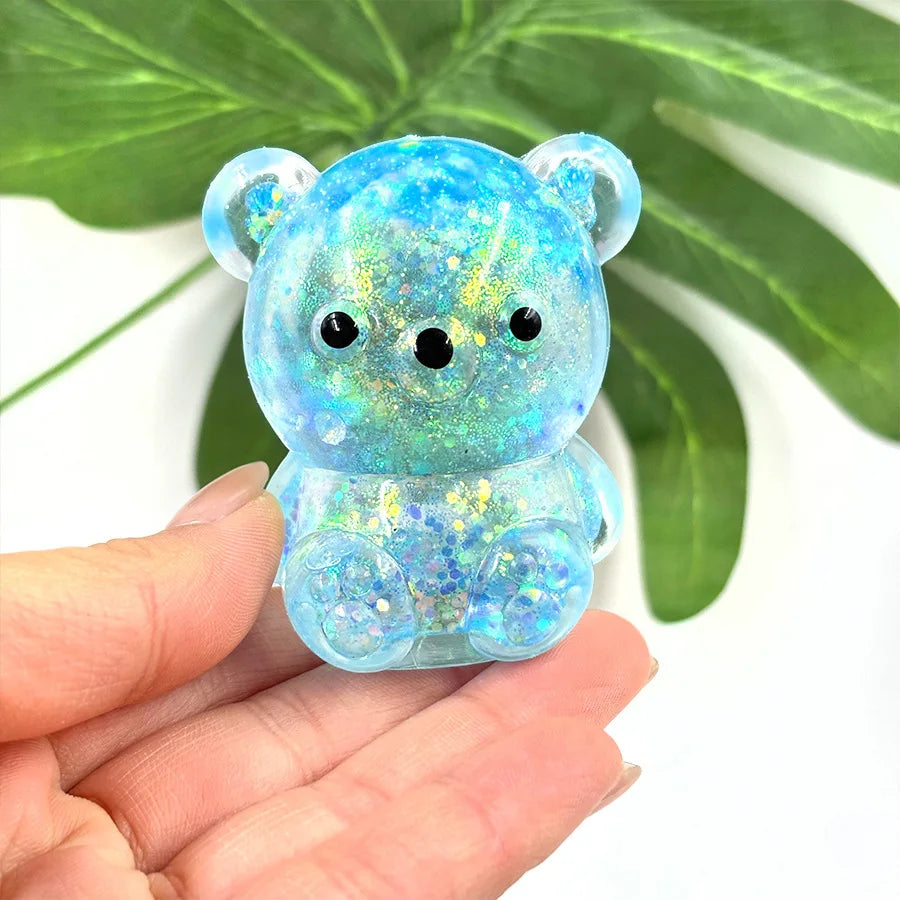 Pocket Glitter Bear Squishy – Stress Relief Fidget Toy