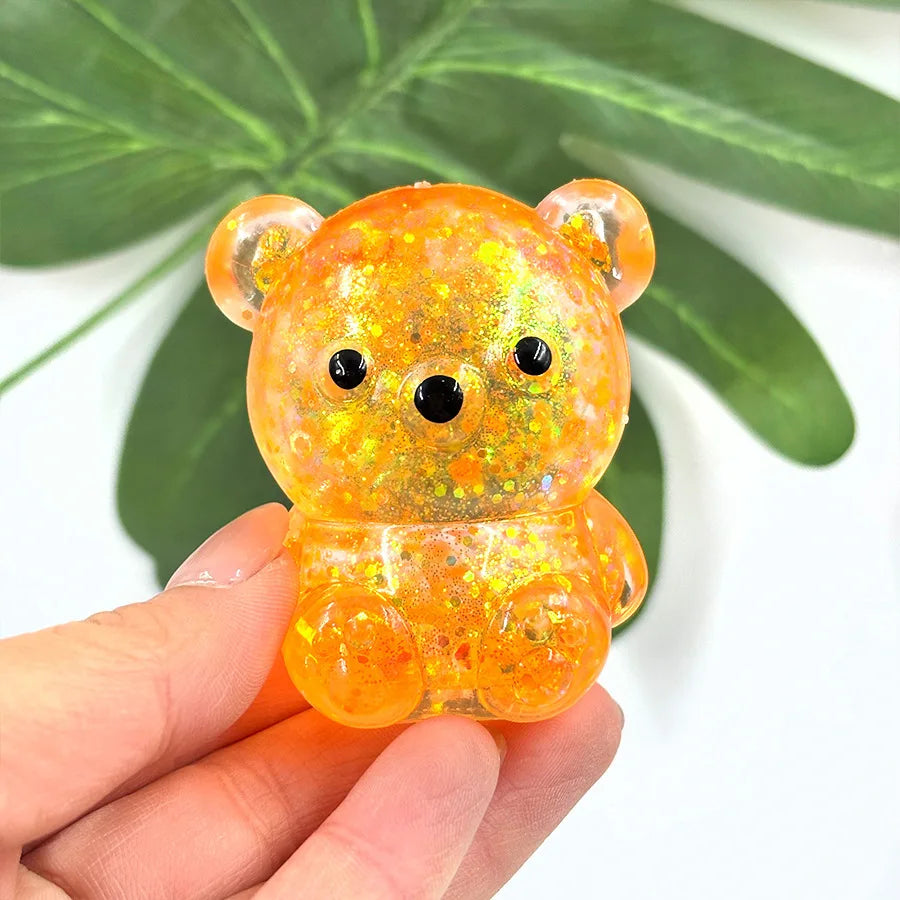 Pocket Glitter Bear Squishy – Stress Relief Fidget Toy