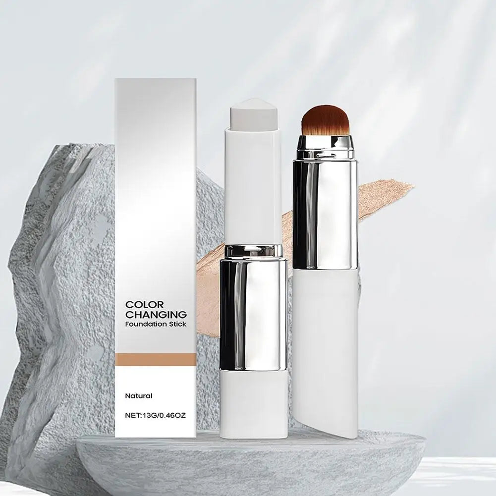 2-in-1 Color-Changing Foundation Stick with Blending Brush
